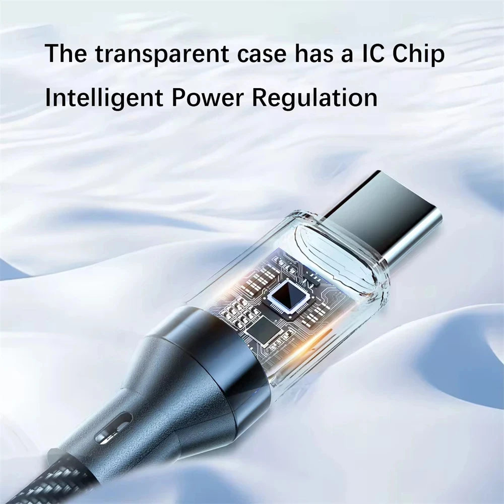 120W A-C and C-C Phone Super Fast Charging Cable with LED display screen, Xiaomi, iPhone, Samsung compatible